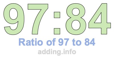 Ratio of 97 to 84