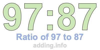 Ratio of 97 to 87