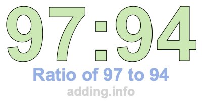 Ratio of 97 to 94