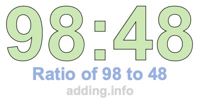 Ratio of 98 to 48 Ratio of 98 to 48