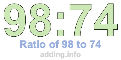 Ratio of 98 to 74