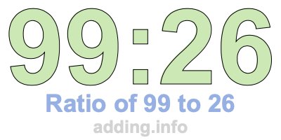Ratio of 99 to 26 Ratio of 99 to 26