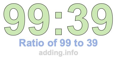 Ratio of 99 to 39 Ratio of 99 to 39