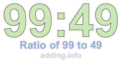 Ratio of 99 to 49 Ratio of 99 to 49