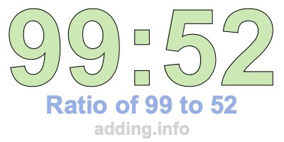 Ratio of 99 to 52 Ratio of 99 to 52