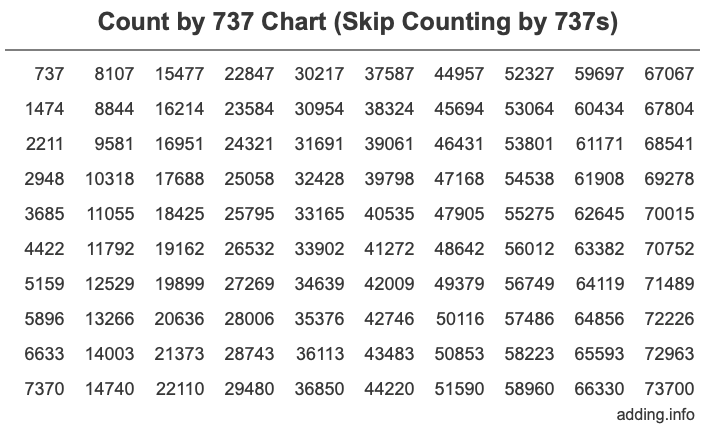 Count by 737 chart